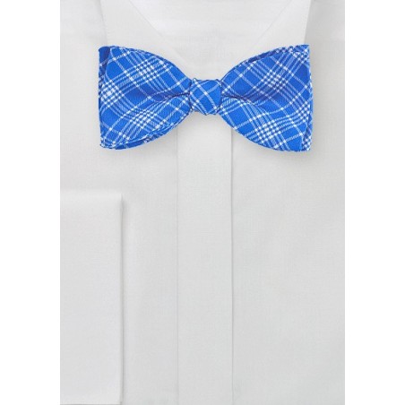 Modern Plaid Bow Tie in Horizon Blue