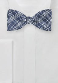 Navy and Silver Check Bow Tie