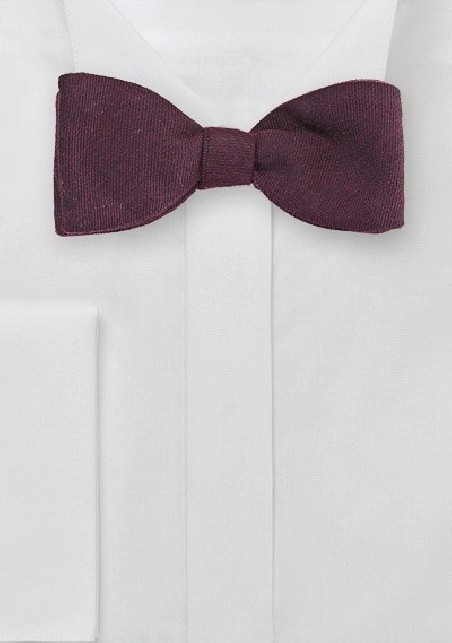 Solid Burgundy Bow Tie in Wool