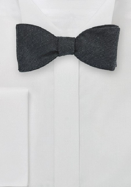 Charcoal Gray Wool Bow Tie