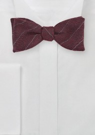 Deep Red Wool Bow Tie with Pencil Stripes