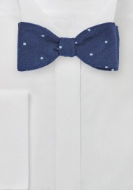 Wool Polka Dot Bow Tie in Blue