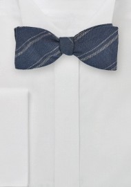 Elegant Linen Bow Tie in Navy and Gray