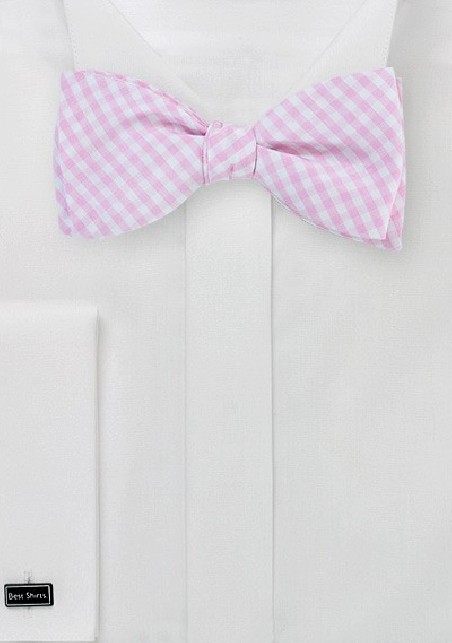 Gingham Bow Tie in Soft Pink
