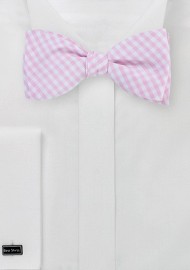 Gingham Bow Tie in Soft Pink