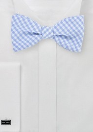 Light Blue Cotton Bow Tie with Micro Checks