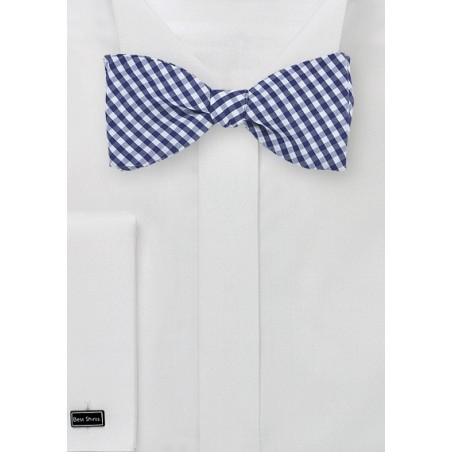 Navy and White Gingham Bow Tie