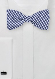 Navy and White Gingham Bow Tie