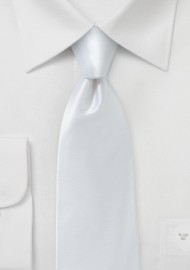 Solid White Silk Tie in Modern Narrow Width