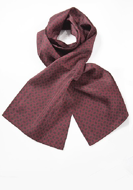 Vintage Design Silk Scarf in Burgundy