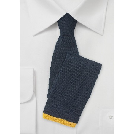Navy and Yellow Knitted Necktie