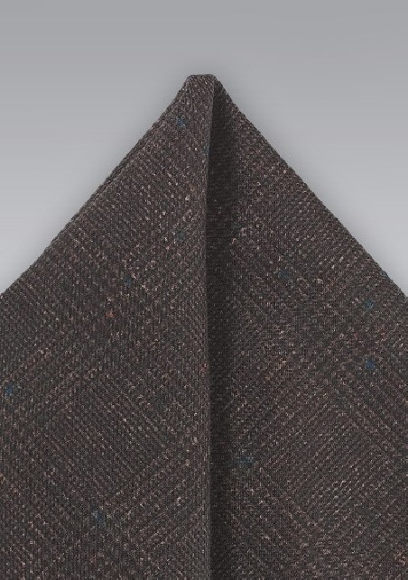 Dark Brown Wool Pocket Square