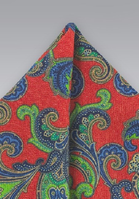 Bold Winter Paisley Pocket Square