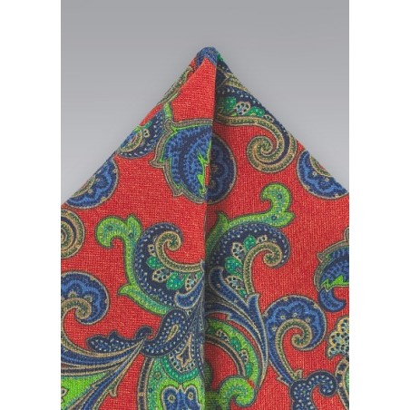Bold Winter Paisley Pocket Square