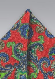 Bold Winter Paisley Pocket Square