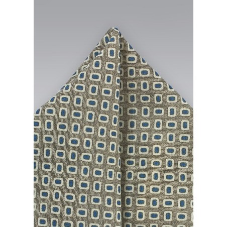 Olive and Navy Wool Pocket Square