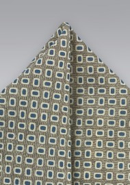 Olive and Navy Wool Pocket Square