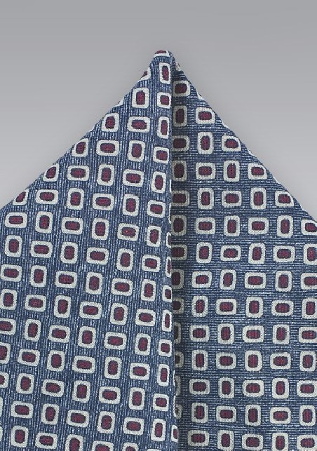 MOD Print Wool Pocket Square in Blue