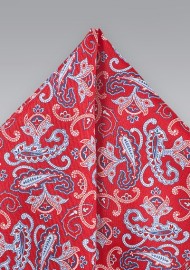 Summer Silk Pocket Square in Red and Blue