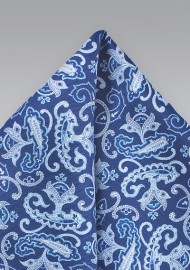 Blue Silk Paisley Pocket Square