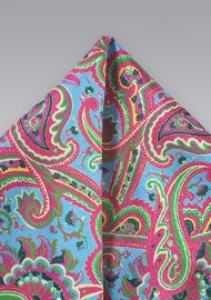 Bright Paisley Silk Pocket Square