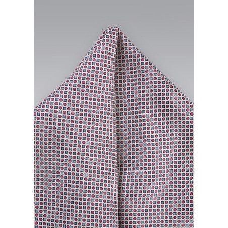 Blue and Red Graphic Print Pocket Square
