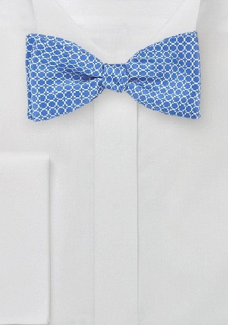 Graphic Print Bow Tie in Marina Blue