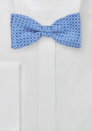 Graphic Print Bow Tie in Marina Blue