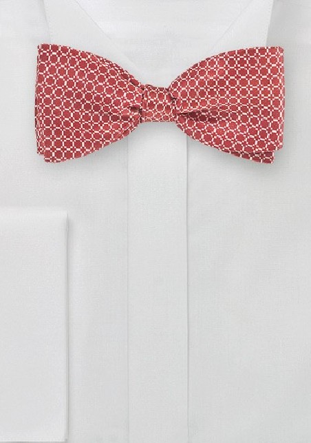 Retro Print Bow Tie in Red