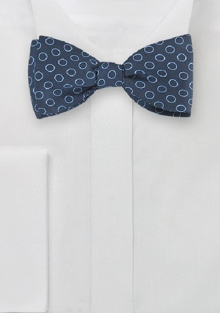 Dot Print Bow Tie in Navy and Light Blue