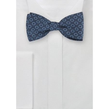 Dot Print Bow Tie in Navy and Light Blue
