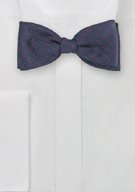 Dot Design Bow Tie in Navy and Red