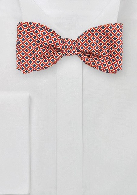 Vintage Check Bow Tie in Red, Yellow, Navy