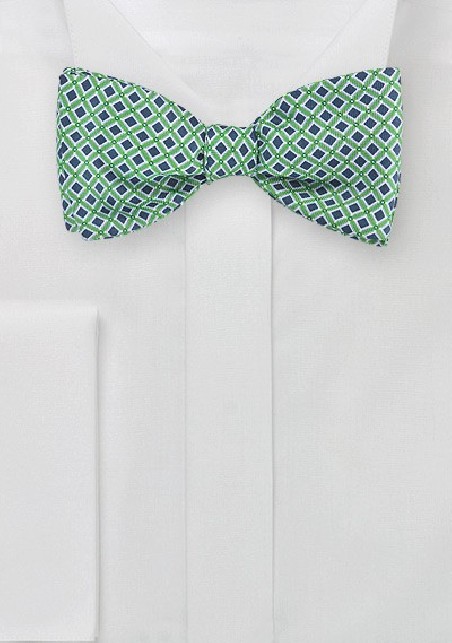 Vintage Check Bow Tie in Blue, Green, White