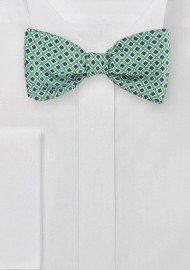 Vintage Check Bow Tie in Blue, Green, White