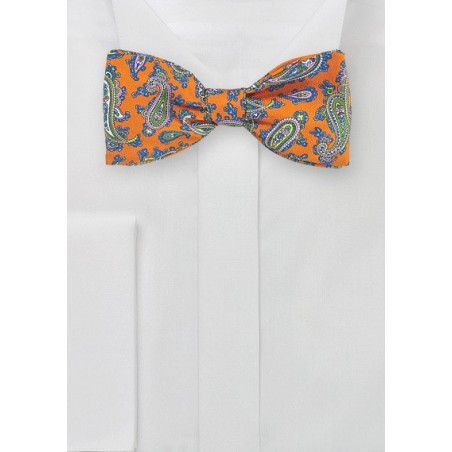Orange and Green Paisley Bow Tie