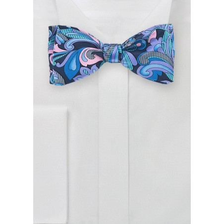Art Nouveau Print Bow Tie in Pink and Blue