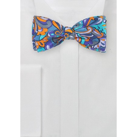 Art Nouveau Print Bow Tie in Orange and Turquoise