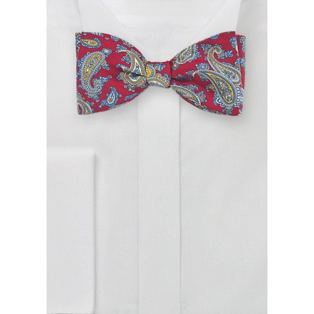 Red, Blue, Yellow Paisley Bow Tie