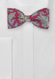 Red, Blue, Yellow Paisley Bow Tie
