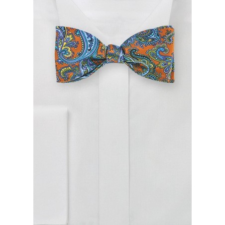 Paisley Bow Tie in Cognac Brown and Purple