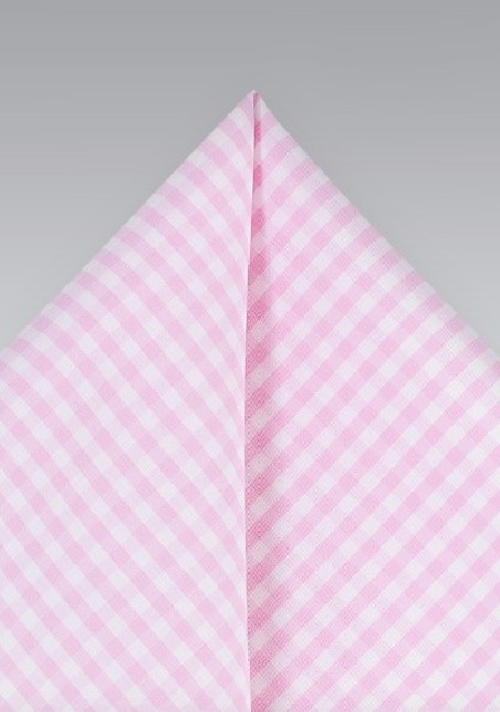 Pink Gingham Pocket Square