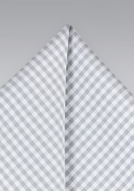 Silver and Gray Gingham Pocket Square
