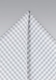 Silver and Gray Gingham Pocket Square