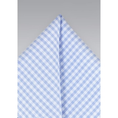Sky Blue Gingham Check Pocket Square