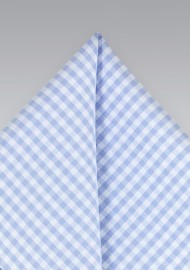 Sky Blue Gingham Check Pocket Square