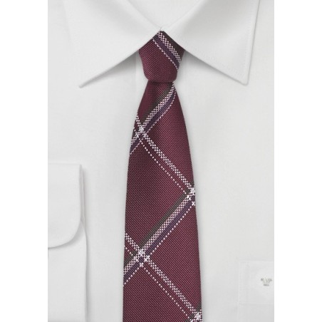 Plaid Silk Tie in Pomegranate Red