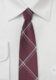 Plaid Silk Tie in Pomegranate Red