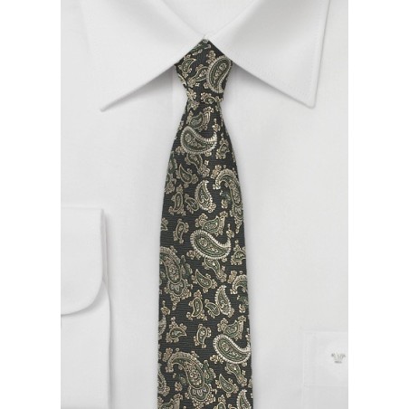 Dark Green Paisley Silk Tie
