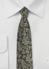Dark Green Paisley Silk Tie